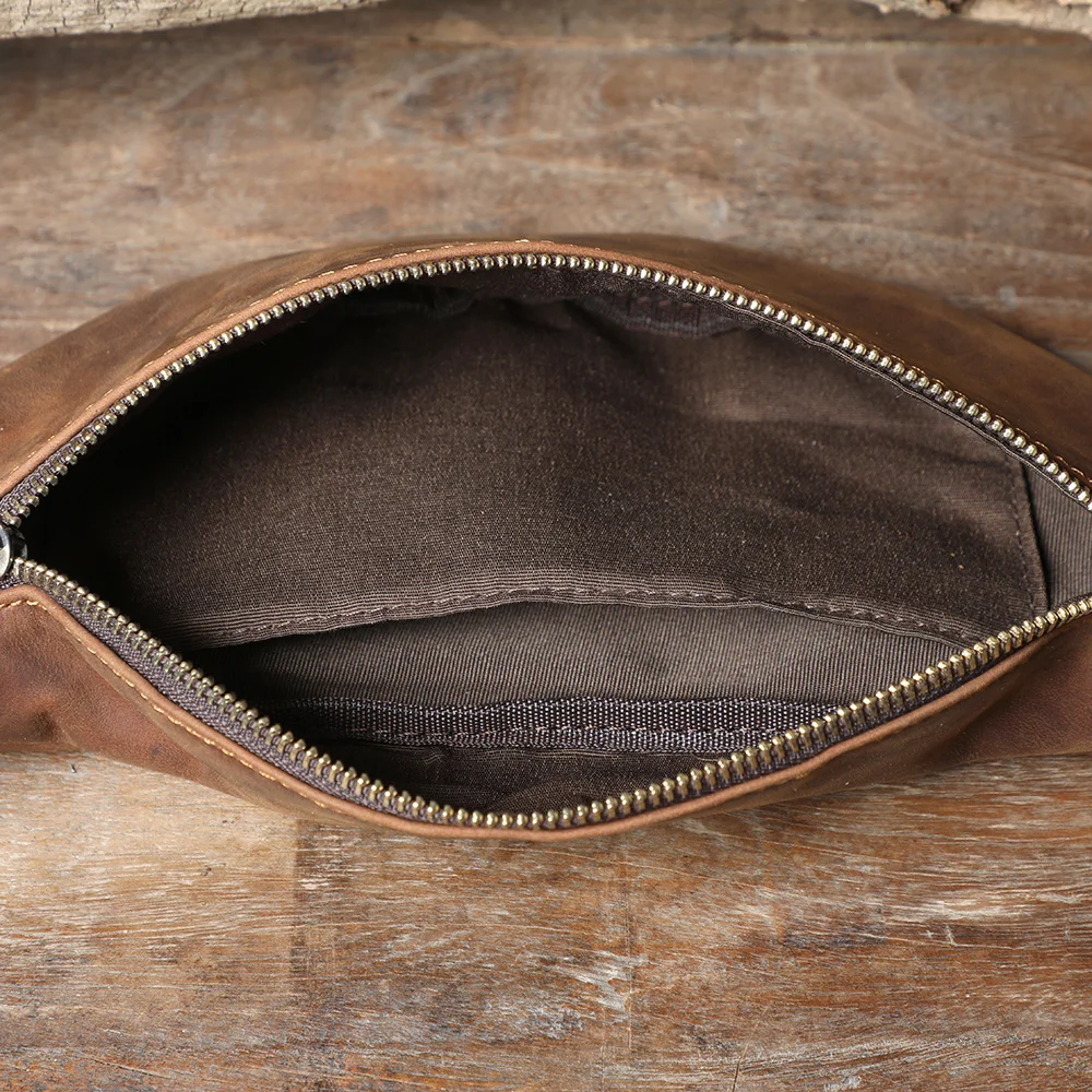 Hochwertige Echtleder-Brusttasche für Herren, Vintage Vollnarbenleder-Umhängetasche, Sling Bag, Tagesrucksack mit großer Kapazität – Detail 15