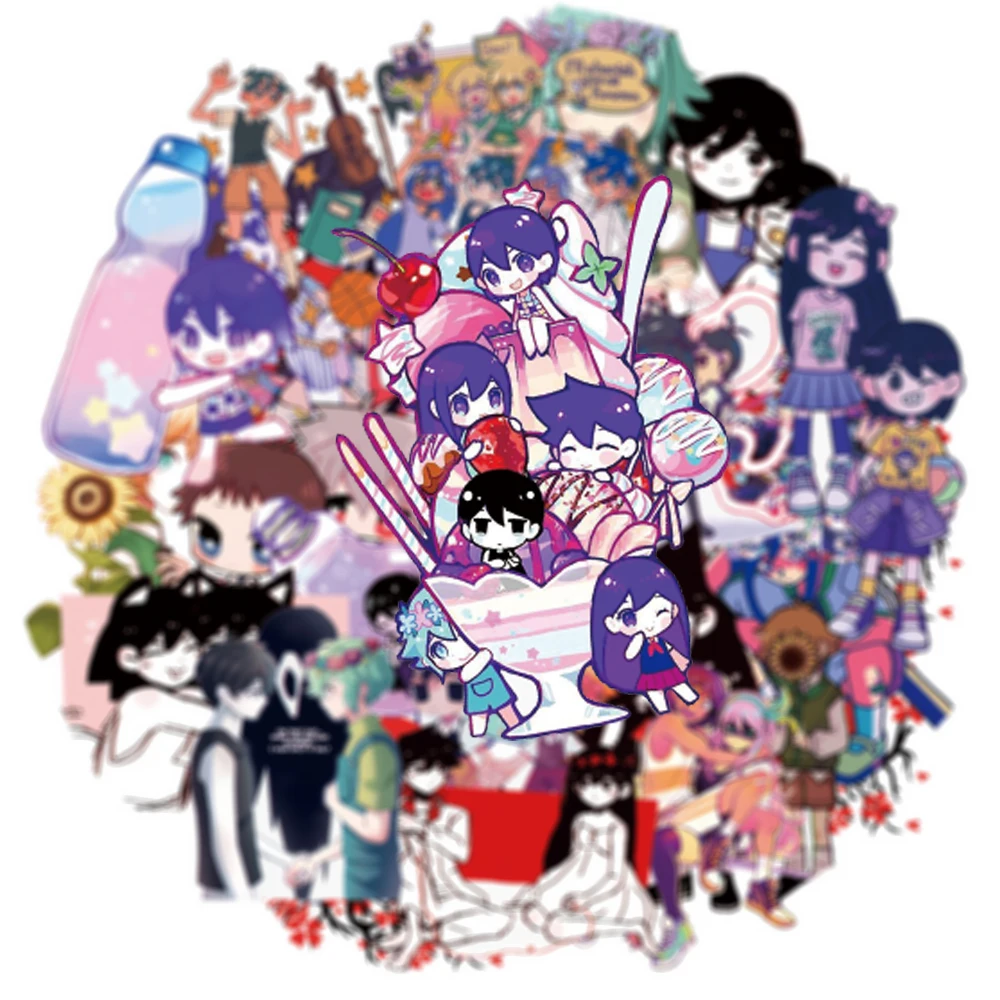 Pegatinas Omori de juego geniales para niños, calcomanías de grafiti Sunny Basil, Juguetes DIY, portátil, monopatín, coche, impermeable, Anime,