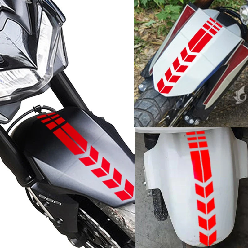 Universal Motorcycle Stripe Arrow Reflective Stickers Safety Warning Fender Paste Waterproof Oilproof Tape Decal Accessories