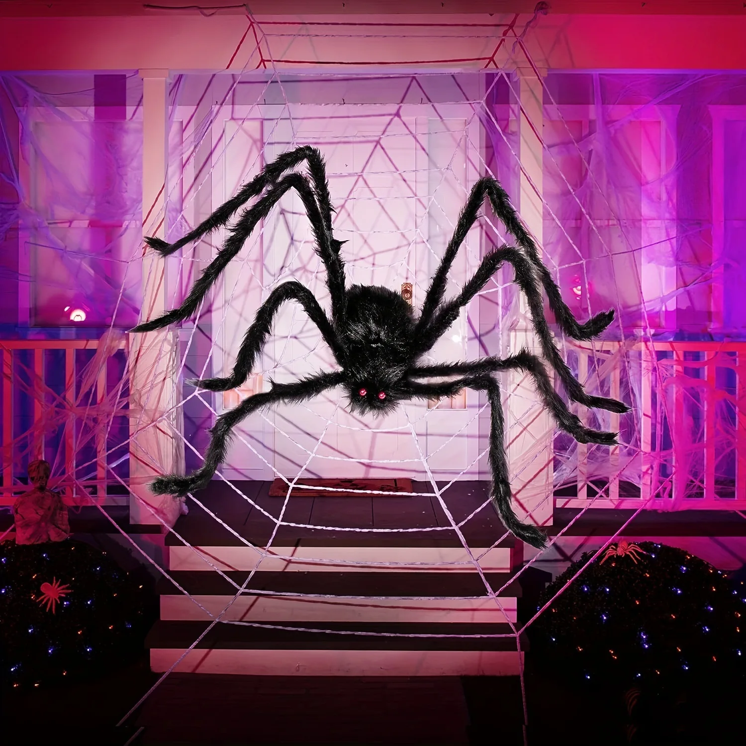 2024 latest Halloween Black Spider Web Decorative Plush Haunted House Toy Decoration Simulation Trick Party Supplies Property