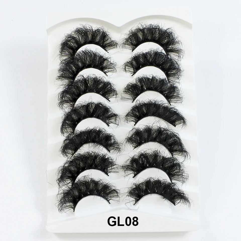 7 Pairs False Eyelashes 25mm Fluffy Lashes Faux Mink Fake Eyelashes Dramatic Volume Eye Lashes