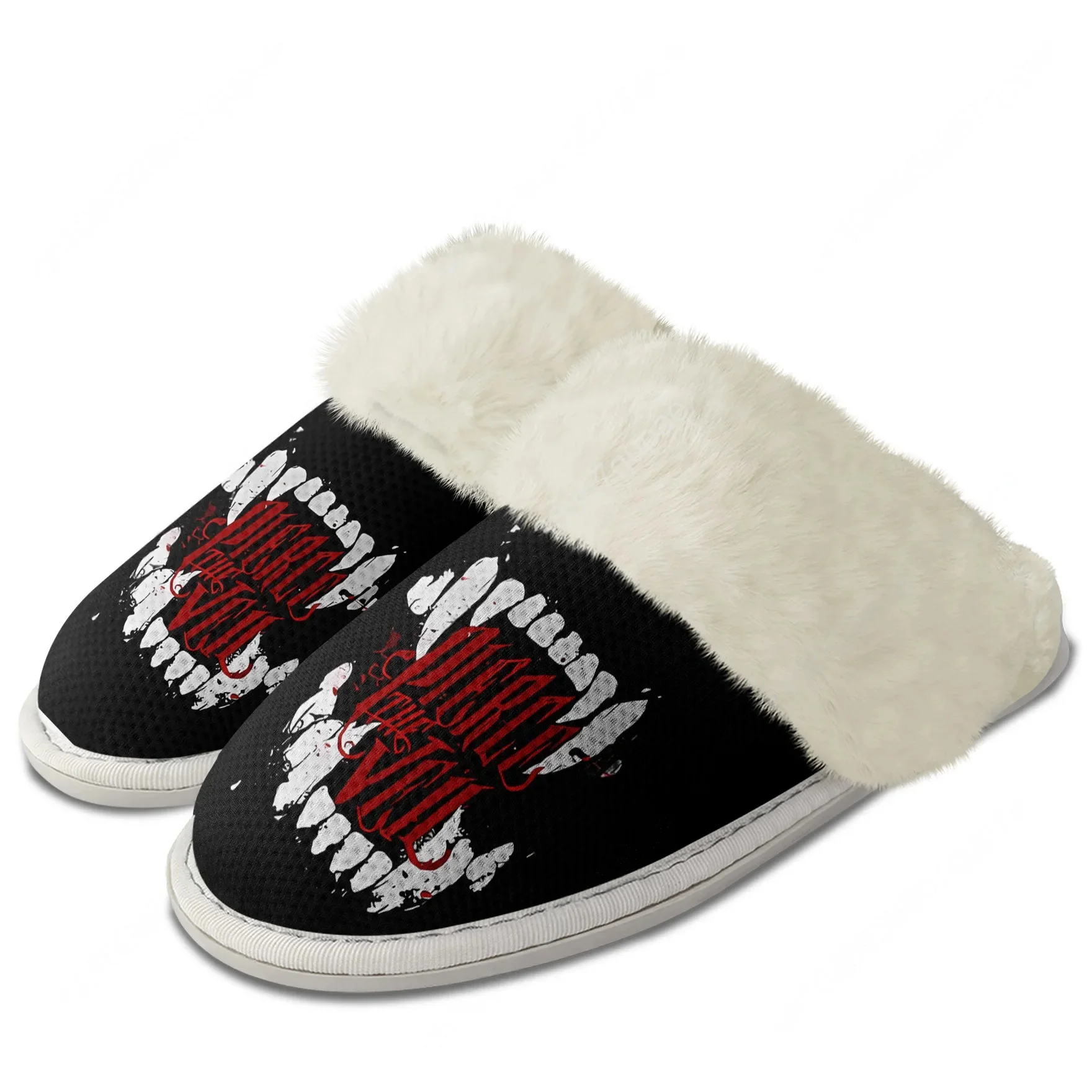 

Rock Band Pierce The Veil Plush Slippers Keep Warm Shoes Mens Womens Home Cotton Bedroom Customized Thermal Lightweight Slipper