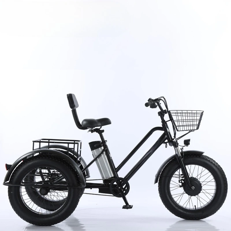 20-Inch fat tire pedal power electric tricycle, thick tire snow lithium battery