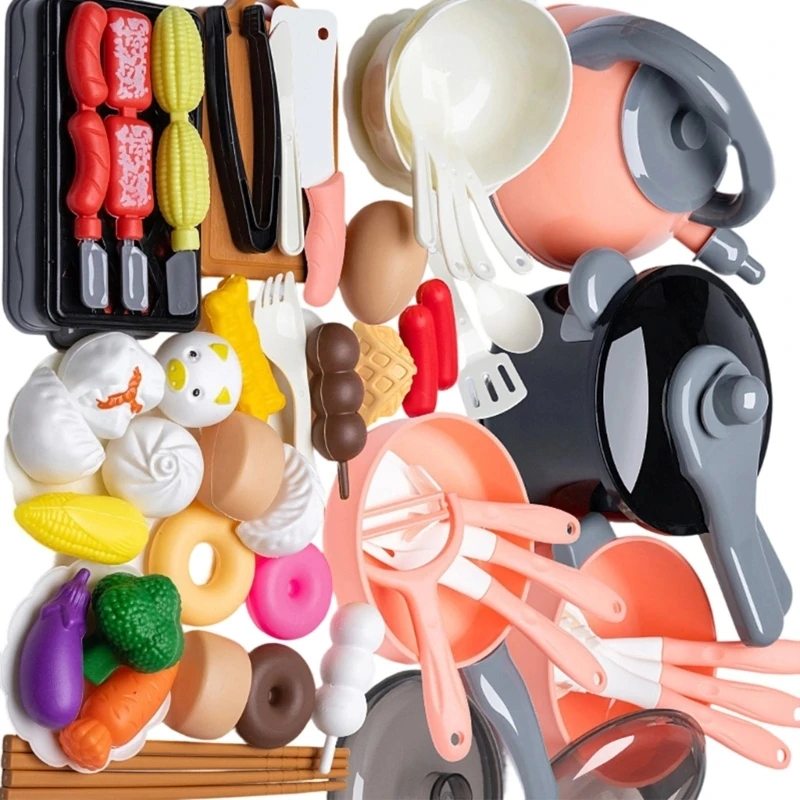 لعبة المطبخ التظاهري للأطفال مع مجموعة لعب تعليمية للخضروات والفواكه العشوائية من البلاستيك الآمن 15UB