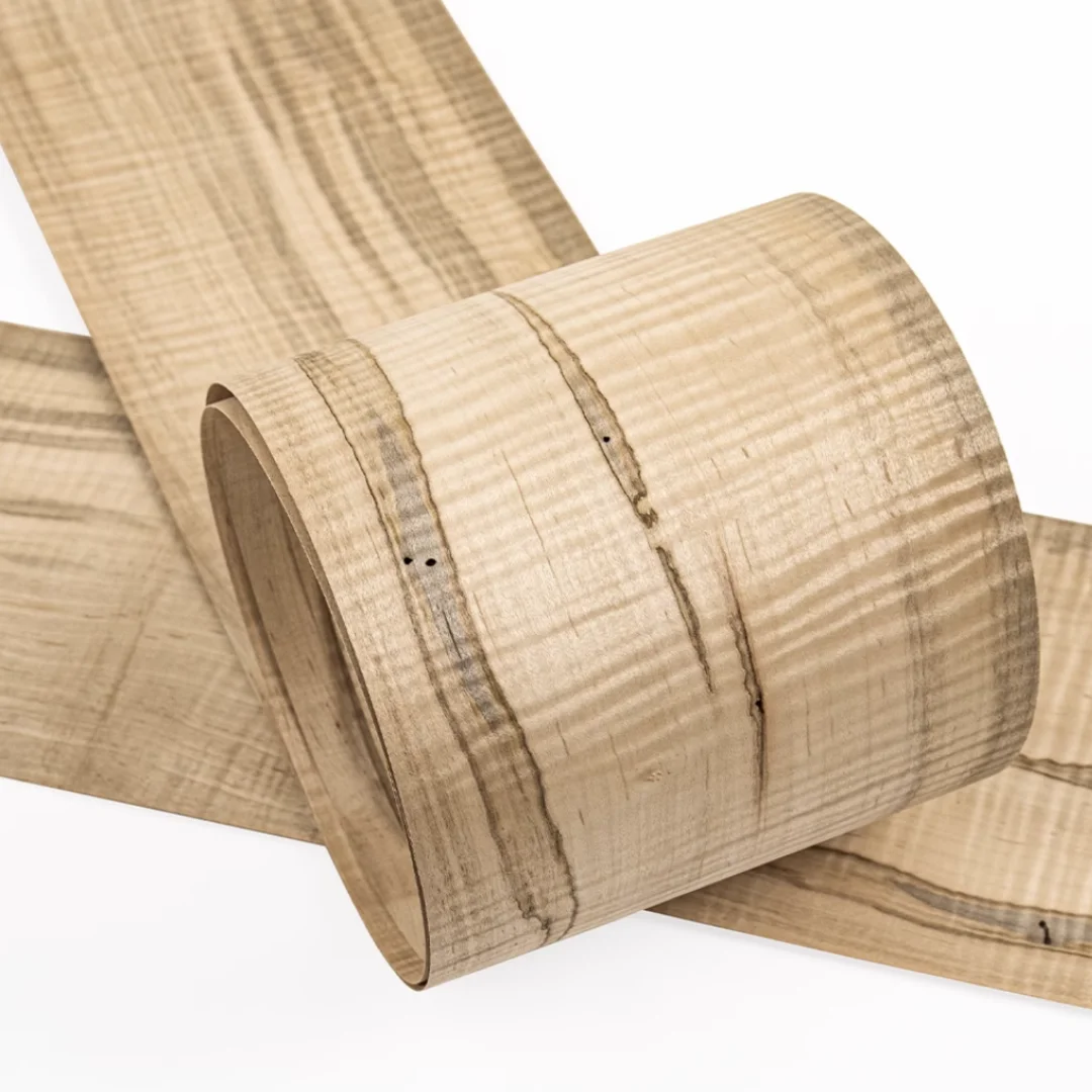 L:2.5m Width:140mm Thick:0.5mm Natural Scarred Maple Figure Wood Veneer Handmade Veneering Speakers Guitars Home Projects