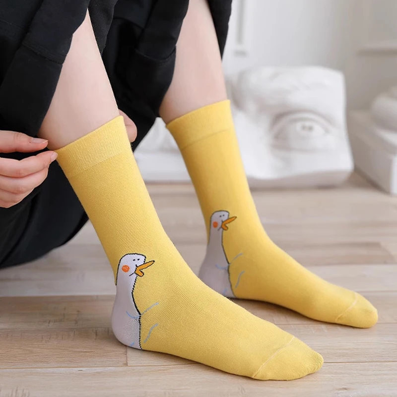 Lustige Hip-Hop-Entensocken, Verrückte Gänsekopf-Sportsocken aus Baumwolle, Kreative Fröhliche Tier-Freizeitsocken für Damen und Herren, Universell