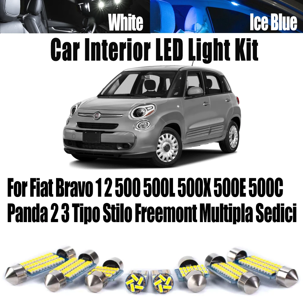 

Комплект светодиодного внутреннего купольного освещения для Fiat Bravo 1 2 500 500L 500X 500E 500C Panda 2 3 Tipo Stilo Freemont Multipla Sedici Автомобильные лампы