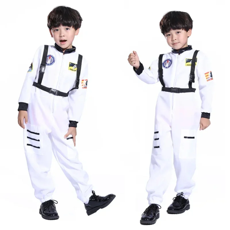 Halloween Children's Adult Astronaut Costume Space Suit Pilot Jumpsuit Party Carnival Cosplay Costume Helmet Boy Parent-child