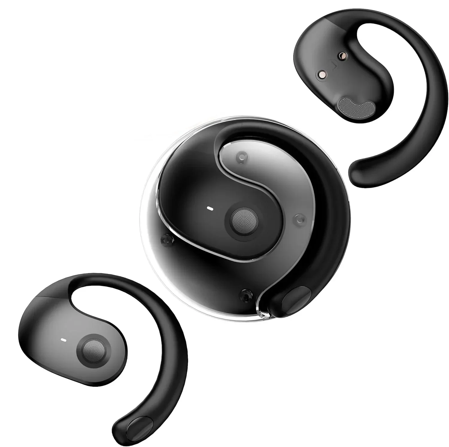 ¡Pregado en deportes y apto para ir al trabajo! Auriculares de conducción ósea: Bluetooth, diseño abierto y gancho para la oreja para estilos de vida activos