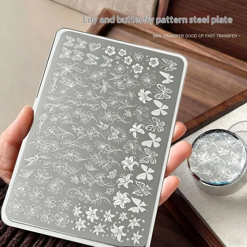 Nail Art Transfer Print Printing Steel Plate Flower Butterfly Bow Nail Stamping Plate Nail Design Stencil Tools