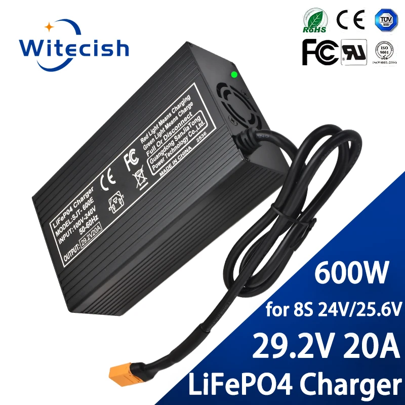 29.2v 20a carregador de bateria lifepo4 carregador rápido para 8s 24v 25.6v lifepo4 carregador de bateria com ventilador de refrigeração e xt60/xt90