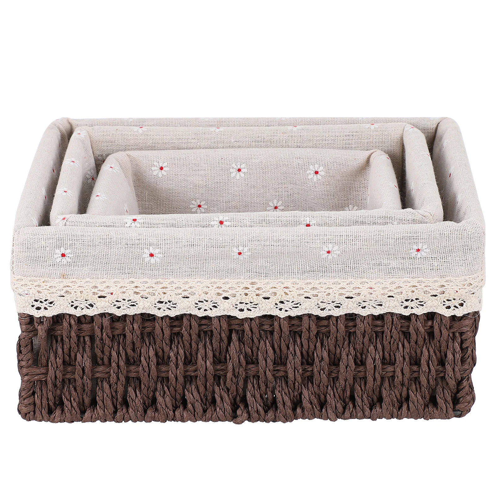 

3pcs Woven Storage Basket Desktop Organizer For Home Office Small Items Desktop Storage Basket Holder Sundries Box