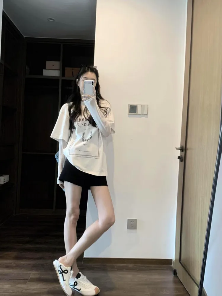 

Faionable Loose ort Sve Set, повседневный универсальный летний комплект 23, сексуальный топ для похудения, одинаковый женский костюм