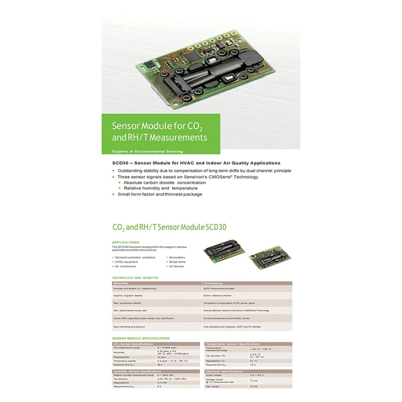 SCD30 Air Quality Sensors Module For CO2 And RH/T Measurements I2C Modbus PWM