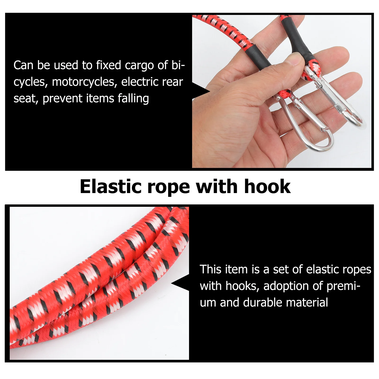 

4pcs Elastic Cargo Binding Strap Ropes For Luggage Motorcycle Bike Tie Down Bungee Cord Hooks Heavy Duty Travel Outdoor Camping