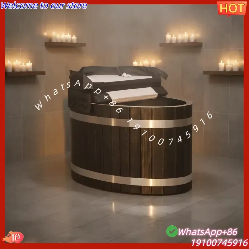 2026Hot Vapasauna Red Cedar Flaming Stainless Steel Bathtub Charred Black Customized Size Oval Cold Plunge Tub