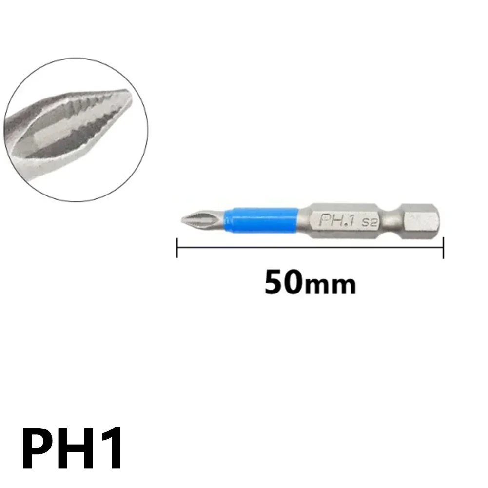 5pcs Non-slip Screwdriver Bit Set Alloy Steel Screwdriver Magnetic Electric Impact 50mm PH1/PH2/PH3/PZ1/PZ2/PZ3