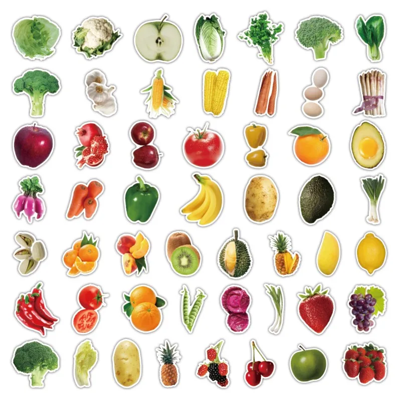 50pcs 만화 귀여운 과일과 야채 맞춤형 낙서 장식 스티커
