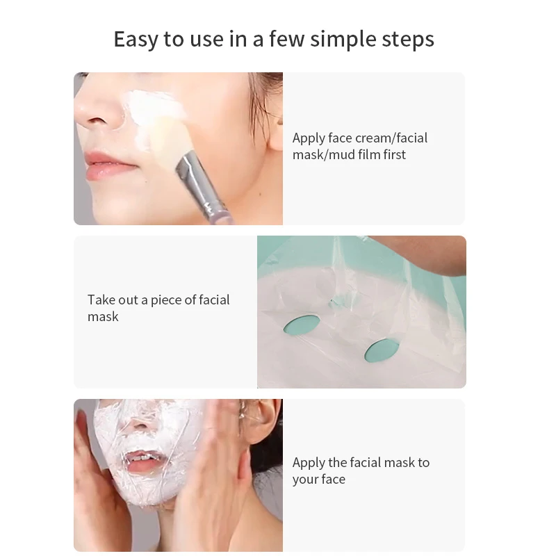 Disposable Face Plastic Film Full Face Cleaner Mask Neck Stickers Paper Transparent PE Masks Wrap Facial Beauty Healthy Tool