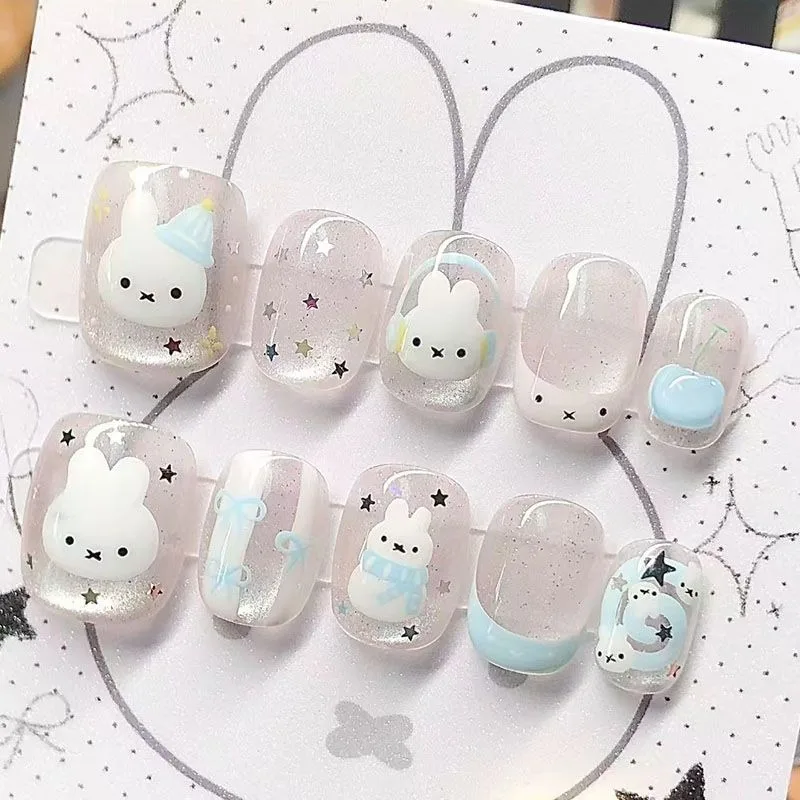 Miffy Star & Musiknoten Aufklebenägel |   Niedliche, Heilende & Weiche Nagel-Patches im Klaren & Vielseitigen Stil