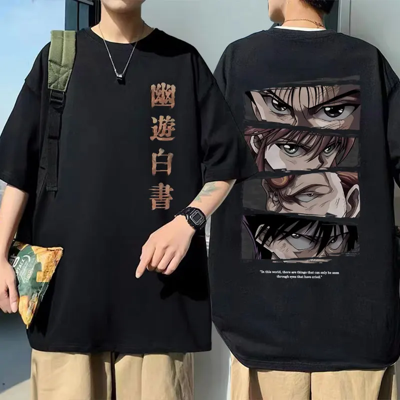 

Anime YuYu Hakusho Kuwabara Kazuma Kurama Minamino Shuuichi Hiei Urameshi Yuusuke Eyes Graphic T-shirt Men Fashion Streetwear