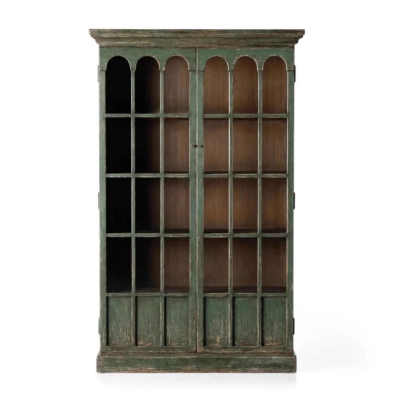 

Книжный шкаф из цельного дерева в американском стиле ретро, французский обеденный боковой шкаф, мебель для гостиной, старая вилла, отель