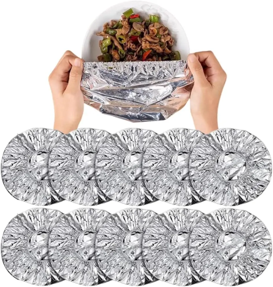 

Film Insulation Cover,Aluminium Foil Elastic Food Bowl Storage Covers,Food Fresh Keeping Bags for Sandwich Wraps Burritos BBQ Co