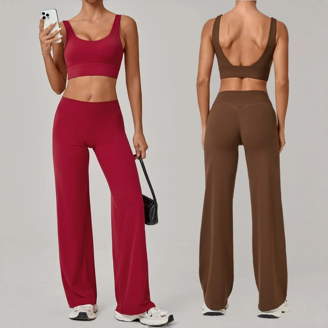 

Бесшовный комплект для йоги, плотные быстросохнущие прямые брюки, спортивный бюстгальтер для фитнеса, зимний уличный бег, тренировочная одежда, комплект для йоги в тренажерном зале
