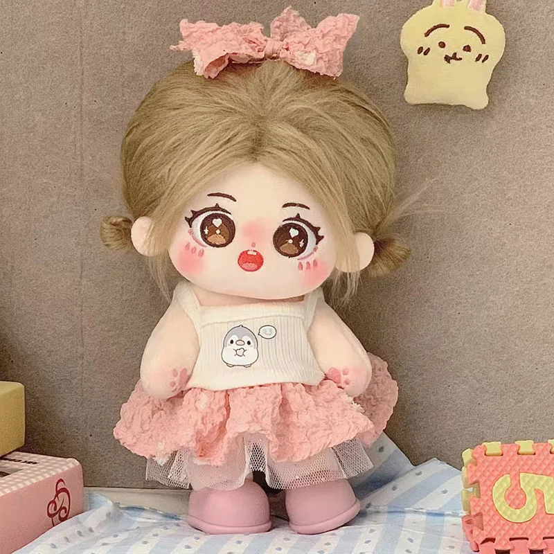 Bonita muñeca Idol de 20cm con ropa, muñecos de algodón de peluche Kawaii, juguete de peluche para niñas y niños, regalo de cumpleaños