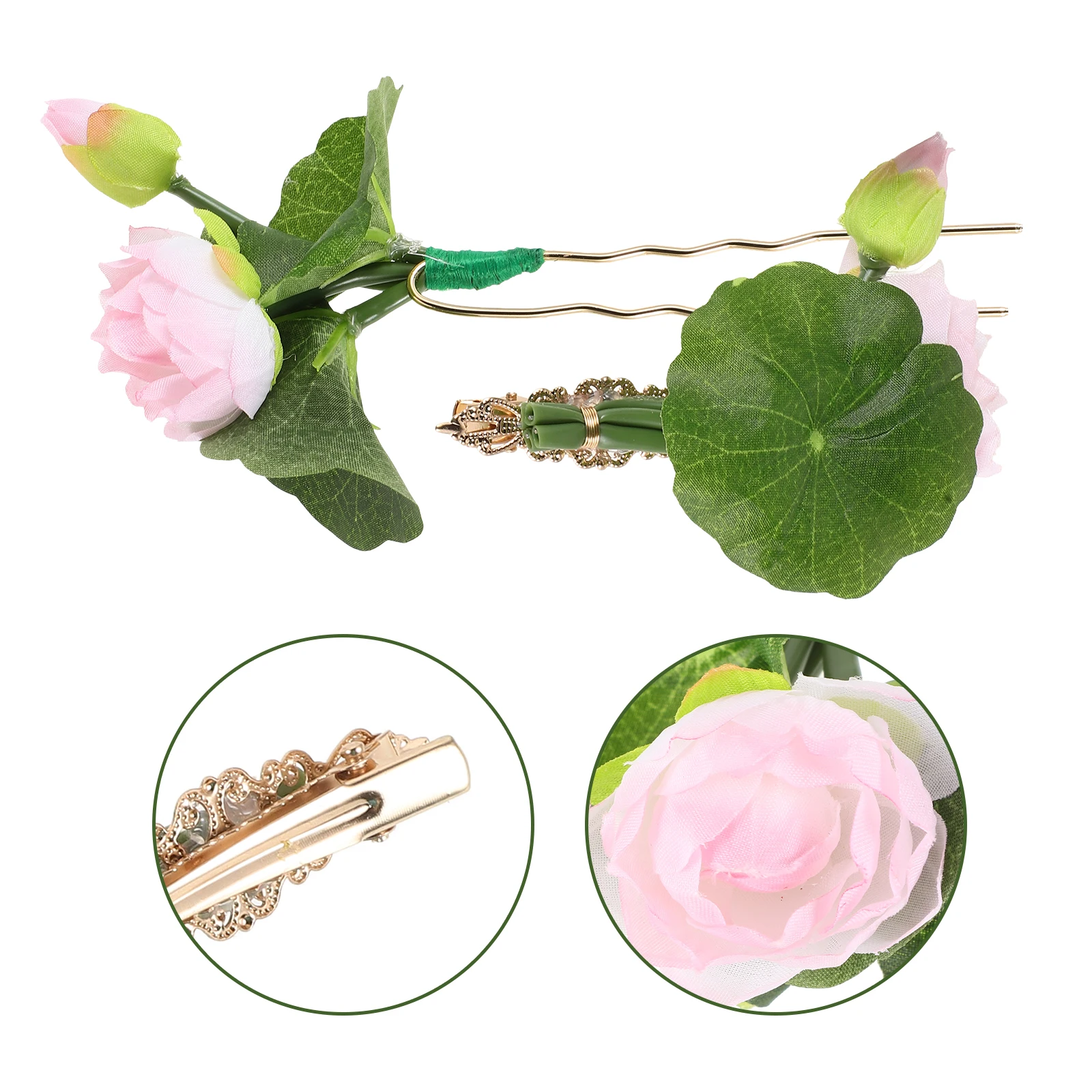 

1 set 1 Set Lotus Flower Accessories With Leaf Hairpin For Hanfu Traditional Chinese Costume Elegant Stage Performances Ancient