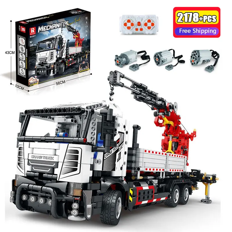 Reobrix 2328Pcs RC Crane Truck Building Blocks Remote Control Engineering Vehicle Bricks Educational Construction Toys For Boys