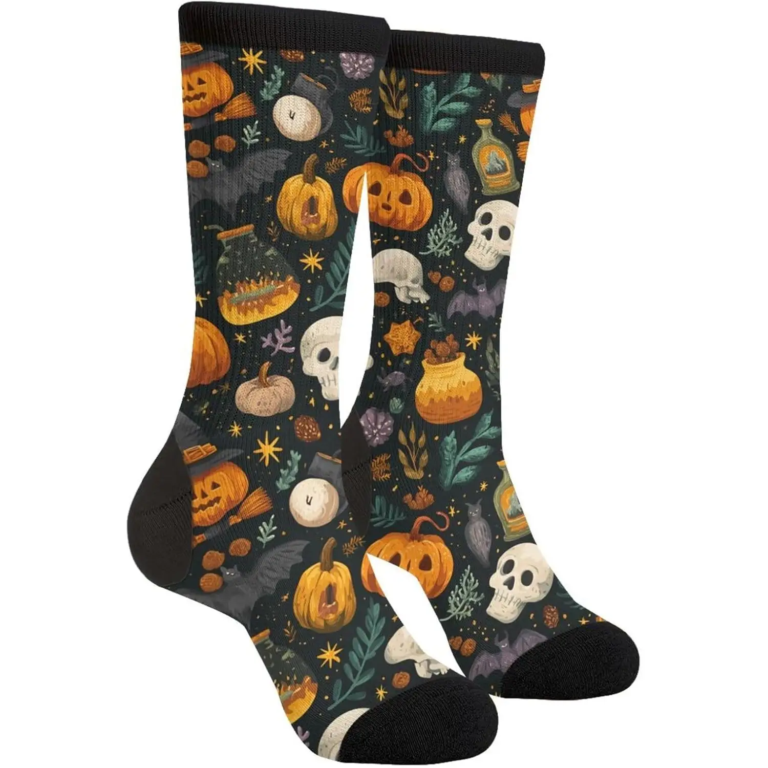 

Носки на Хэллоуин, забавные новые носки, повседневные спортивные носки Crazy Crew для женщин и мужчин, подарки унисекс, забавные носки с принтом для экипажа