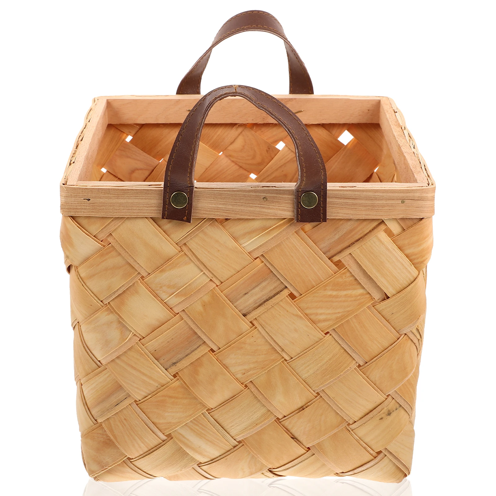 

Wooden Fruit Handmade Storage Basket Kitchen Wall Hanging Corrosion Resistant Large Capacity Vegetable Snack Container