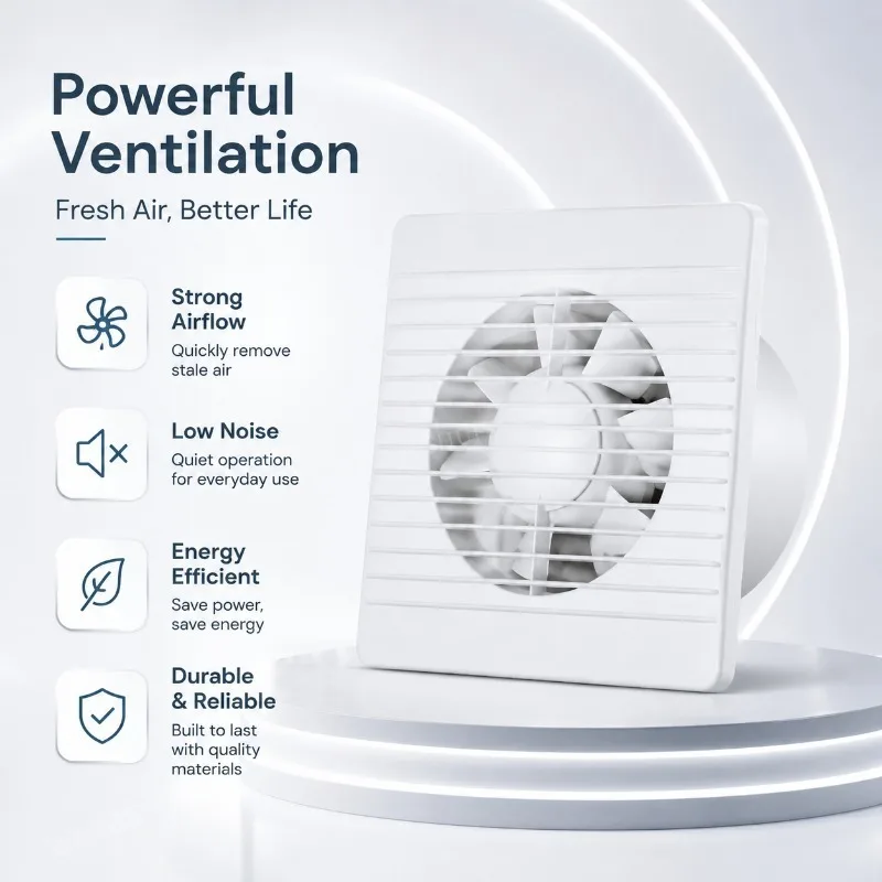 220V 4 Inch 6 Inch 8inch Hanging Wall White Ventilador Small Ventilator Extractor Exhaust Fans Toilet Bathroom Kitchen Fan
