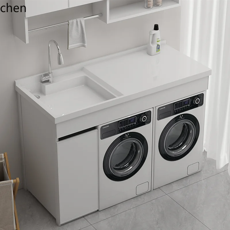 

ZML laundry basin balcony laundry cabinet combination washing machine dryer combination cabinet double cabinet