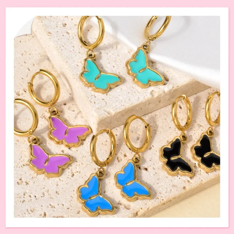 

Wind Earrings, Enamel, Dopamine, Colorful Drop Glaze, Butterfly Simple Earrings, Clasps, Earrings
