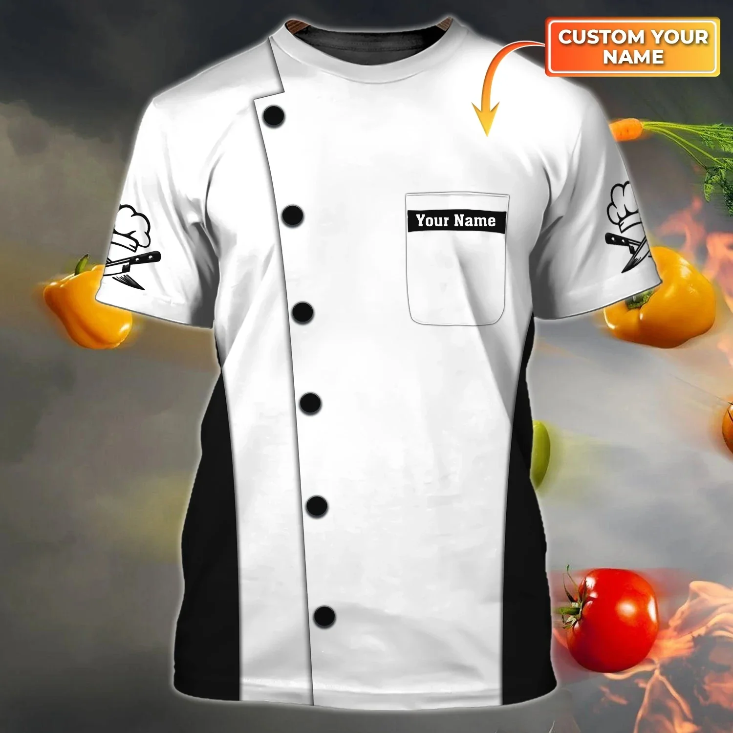 Chef life shirt Summer Mens t shirt Personalized Name Master chef 3D printed Unisex Tshirt Bakery Chef Casual T-shirt DW60