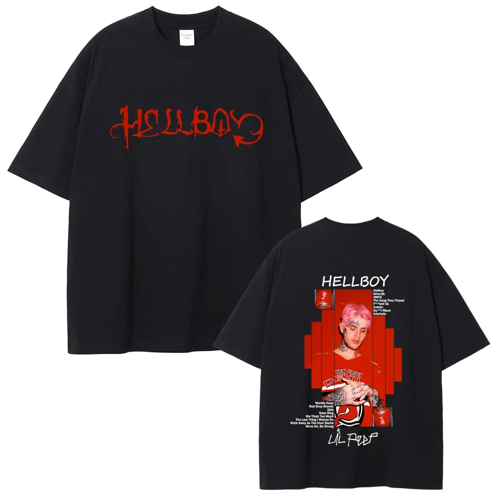 

Rapper Lil Peep Hellboy Album Graphic T-shirt Men Women Hip Hop Fashion Trend T Shirts Men's Casual Oversized Cotton T-shirts