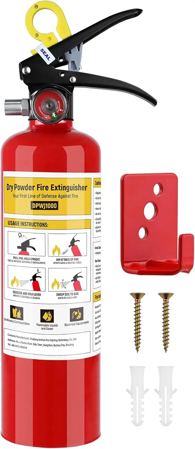

2.2lb Dry Powder Fire Extinguisher, 1A:10-B:C Rated for Home, Car, Kitchen & More - 1 Pack