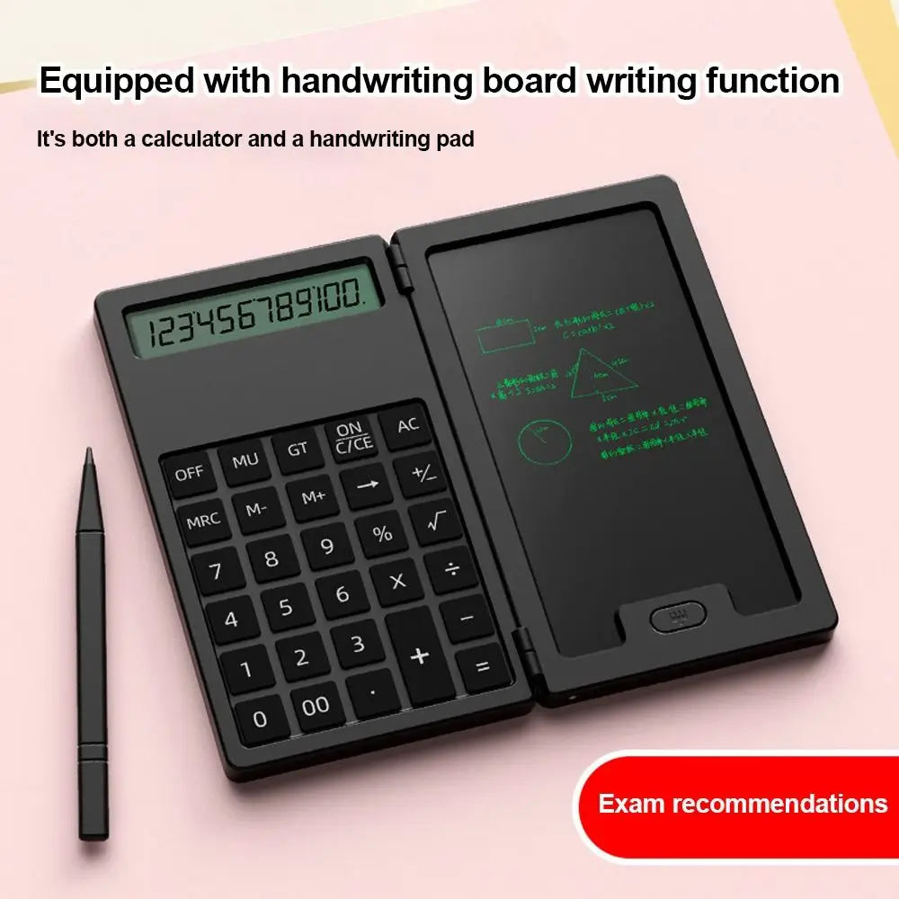 Mini Foldable 12-Digit Scientific Calculators with 5Inch LCD Notepad Writing Pad With Stylus For Students Office