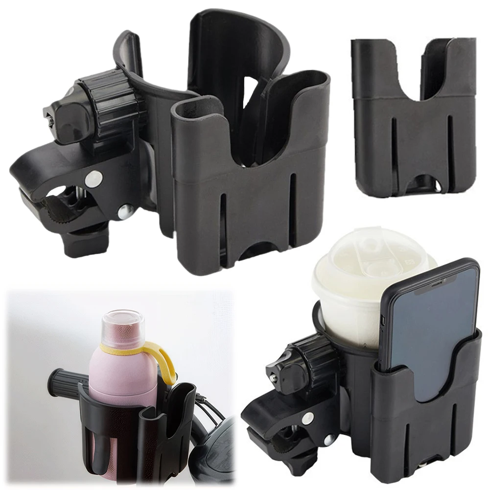2-in-1 Cup Phone Holder Bike Cup Holder with Phone Holder Golf Cart Cup Holder for Stroller Bike Wheelchair Walker Scooter