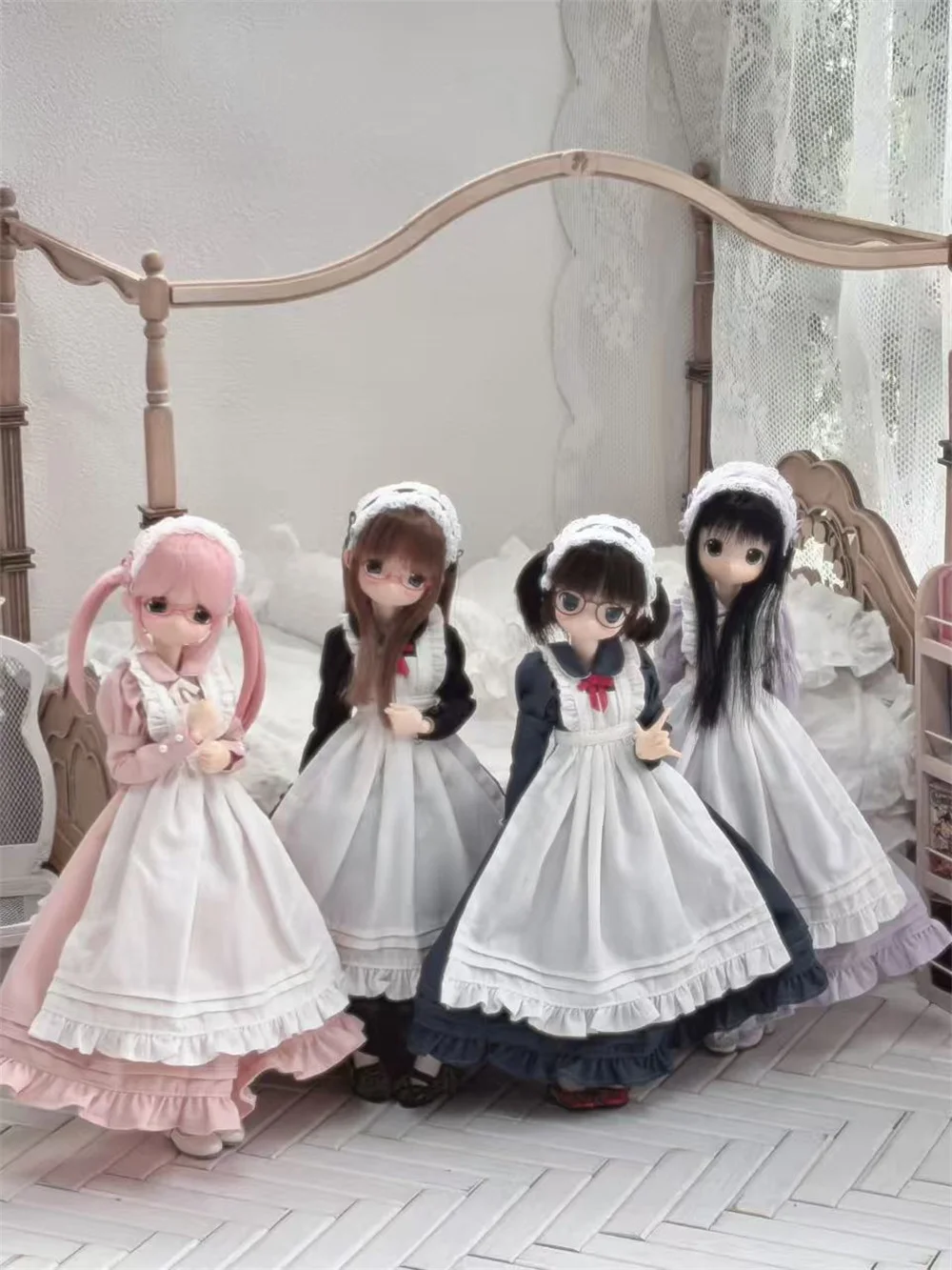 

Dress 4-Piece Set azone/ob22 Doll Clothes Black Blue Pink Maid Supremacy Multi-Color Maid Costume Set Gift Toys Doll Accessories
