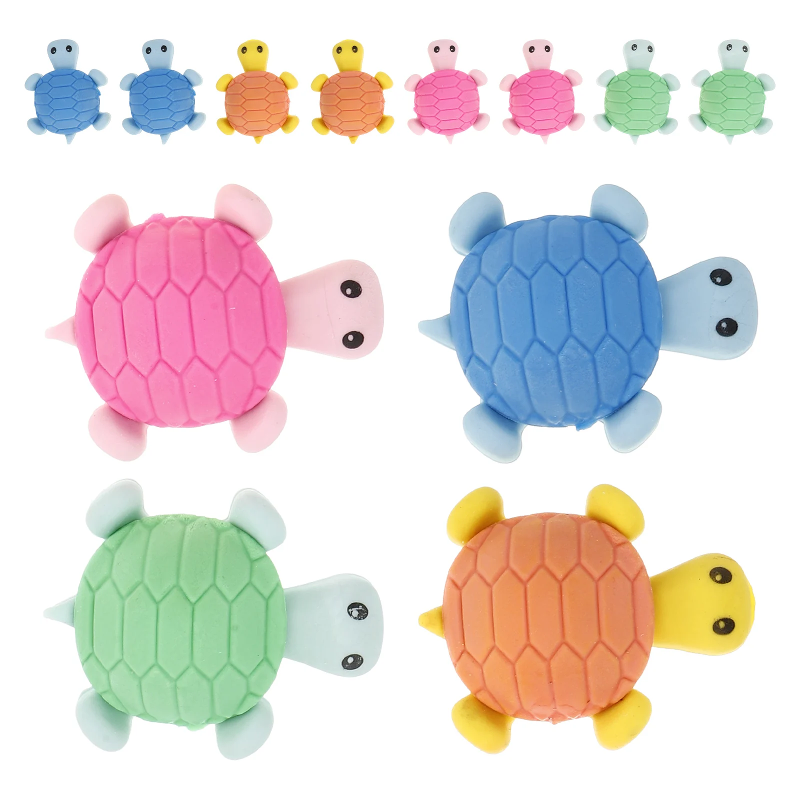 

24pcs Cartoon Eraser Cute Tortoise Shaped Rubber School Supplies Children Students Stationery Mixed Colors Lightweight Gift