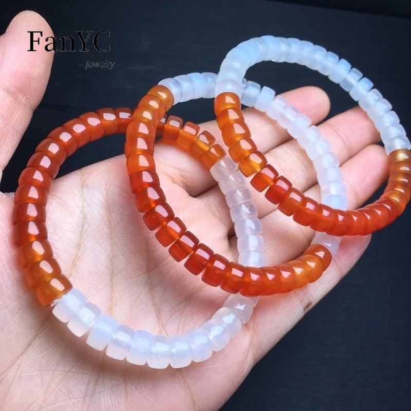 

Браслет из натурального халцедона с прямым вырезом из радужного агата, высокопрозрачный полугорный браслет из полуводных бусин, женские подарки
