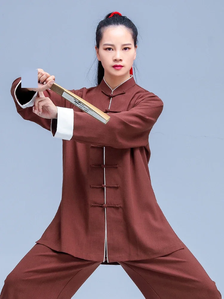 

Linen Blend Kung Fu Tai Chi Clothing Martial Arts Clothes Taijiquan Wushu Uniform Wing Chun Multicolor 2022 New Style Chocolate