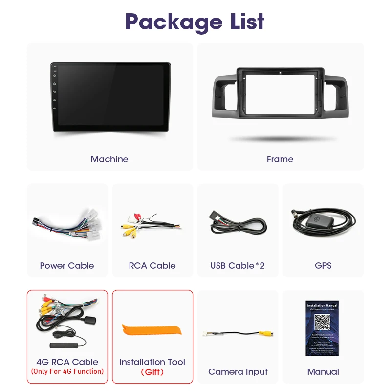 JMCQ 2Din Car Radio Multimedia Player For Toyota Corolla E120 E130 2000-2004 Android 12 GPS Navigation Stereo Head Unit Carplay