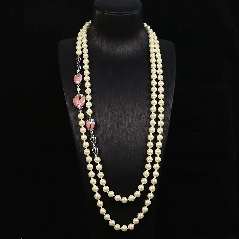 

Light Luxury Elegant Tulip Flower Glass Pearl Necklace, Simple Fashionable Temperament, High-End And Versatile Jewelry