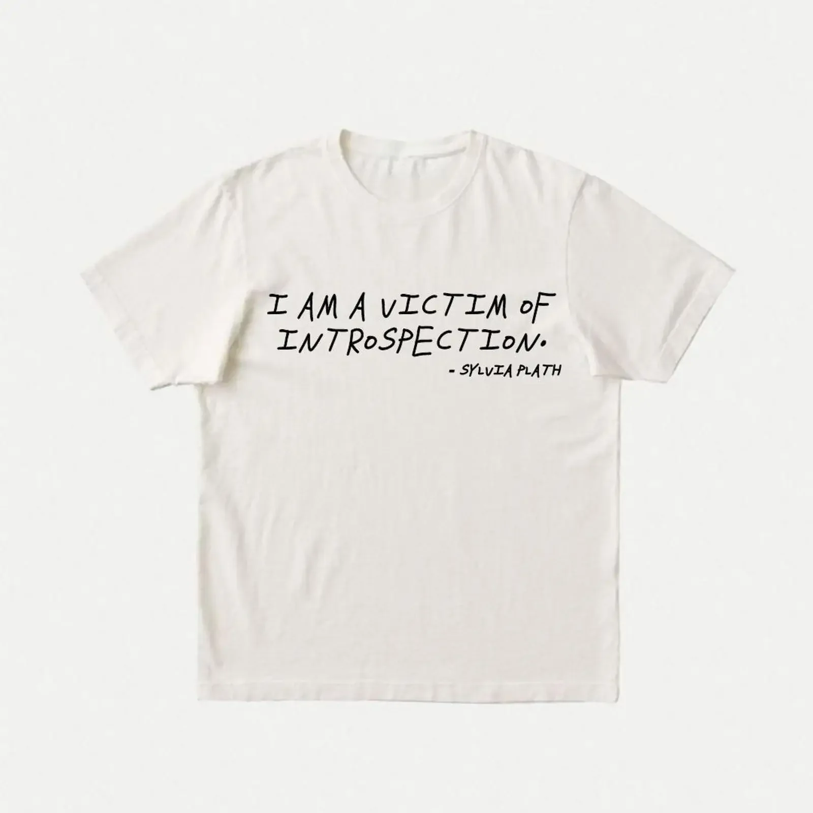 Sylvia Plath Quote T Shirt I Am A Victim Of Introspection Literature Writer Vintage Introvert Bookish Dark Academia  vintage