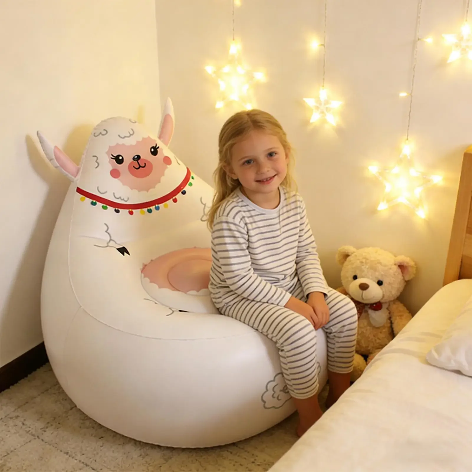Inflatable Couch For Kids Foldable Animal Shape Chair Outdoor Couch For Kids Camping Patio Beach Travel Indoor Backyard Garden