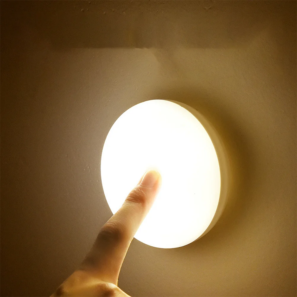 مصباح ليلي حثي قابل للمس USB شحن بات ضوء شكل دائري توقيت عكس الضوء دافئ أبيض أصفر LED مصباح غرفة النوم الداخلي #5